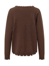 KUJTEN - Mela Sweater with Irregular Edges - Brown - LIDIASHOPPING® - Official Website