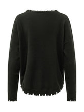 KUJTEN - Mela Sweater with Irregular Edges - Black - LIDIASHOPPING® - Official Website