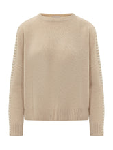 KUJTEN - Maglia Amea Girocollo con Cuciture Decorative - Beige - LIDIASHOPPING® - Official Website