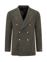 GABRIELE PASINI - Double Breasted Checked Blazer - Green - LIDIASHOPPING® - Official Website
