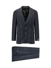 GABRIELE PASINI - Single Breasted Suit with Vertical Stripes - Blue - LIDIASHOPPING® - Official Website