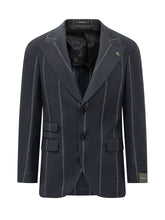 GABRIELE PASINI - Single Breasted Suit with Vertical Stripes - Blue - LIDIASHOPPING® - Official Website