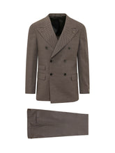 GABRIELE PASINI - Double Breasted Suit with Micro Pattern - Brown - LIDIASHOPPING® - Official Website
