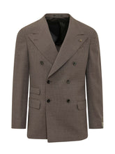 GABRIELE PASINI - Double Breasted Suit with Micro Pattern - Brown - LIDIASHOPPING® - Official Website