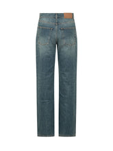 STELLA MCCARTNEY - Straight leg jeans featuring a defined waistband, belt loops and button fastening. Designed with front pockets and long vertical zips running down the front of each leg. - Blue - LIDIASHOPPING® - Official Website