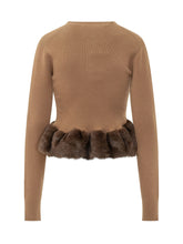 STELLA MCCARTNEY - Maglia Girocollo con Balza Voluminosa - Marrone - LIDIASHOPPING® - Official Website