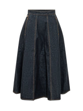 ALBERTA FERRETTI - Gonna Lunga Svasata con Cuciture a Contrasto - Blu - LIDIASHOPPING® - Official Website
