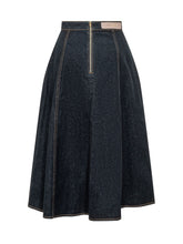 ALBERTA FERRETTI - Gonna Lunga Svasata con Cuciture a Contrasto - Blu - LIDIASHOPPING® - Official Website