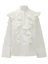 ALBERTA FERRETTI - Blouse with Pleated Ruffles - White - LIDIASHOPPING® - Official Website