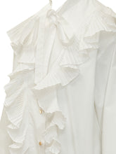ALBERTA FERRETTI - Blouse with Pleated Ruffles - White - LIDIASHOPPING® - Official Website