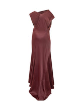 ALBERTA FERRETTI - Long Dress with Asymmetric Draping - Red - LIDIASHOPPING® - Official Website