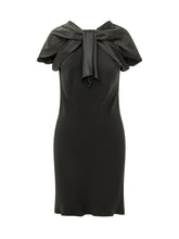 ALBERTA FERRETTI - Midi Dress with Draped Bow - Black - LIDIASHOPPING® - Official Website