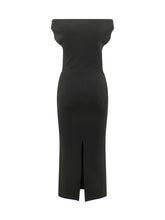 ALBERTA FERRETTI - Midi Dress with Bardot Neckline - Black - LIDIASHOPPING® - Official Website