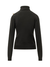 ALBERTA FERRETTI - Turtleneck Sweater with Brooch - Black - LIDIASHOPPING® - Official Website
