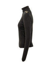 ALBERTA FERRETTI - Turtleneck Sweater with Brooch - Black - LIDIASHOPPING® - Official Website