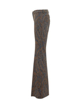 ETRO - Flared Trousers with Paisley Motif - Blue - LIDIASHOPPING® - Official Website