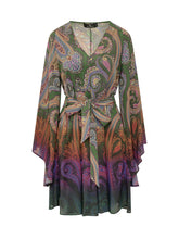 ETRO - Dress with Wide Sleeves and Belt - Green - LIDIASHOPPING® - Official Website