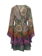 ETRO - Dress with Wide Sleeves and Belt - Green - LIDIASHOPPING® - Official Website