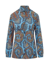 ETRO - Blouse with Collar and Paisley Motif - Blue - LIDIASHOPPING® - Official Website