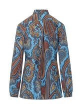 ETRO - Blouse with Collar and Paisley Motif - Blue - LIDIASHOPPING® - Official Website