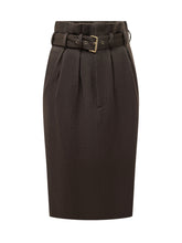 ETRO - Gonna Midi a Vita Alta con Cintura - Marrone - LIDIASHOPPING® - Official Website