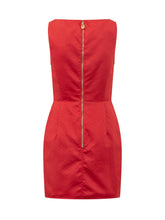 ELISABETTA FRANCHI - Abito Smanicato con Texture in Rilievo - Rosso - LIDIASHOPPING® - Official Website