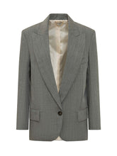 ELISABETTA FRANCHI - Blazer Monopetto con Rever a Lancia - Grigio - LIDIASHOPPING® - Official Website