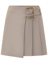 SIMONA CORSELLINI - Minigonna a Pieghe con Cintura e Pannello Sovrapposto - Beige - LIDIASHOPPING® - Official Website