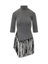 SIMONA CORSELLINI - Ribbed Turtleneck Top with Fringes - Grey - LIDIASHOPPING® - Official Website
