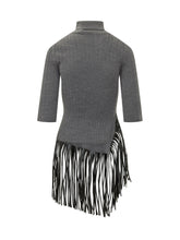 SIMONA CORSELLINI - Ribbed Turtleneck Top with Fringes - Grey - LIDIASHOPPING® - Official Website