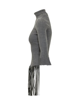 SIMONA CORSELLINI - Ribbed Turtleneck Top with Fringes - Grey - LIDIASHOPPING® - Official Website