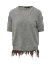 SEVENTY 19.70 - Maglia Girocollo a Maniche Corte con Piume - Grigio - LIDIASHOPPING® - Official Website