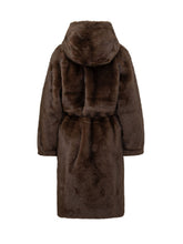 SEVENTY 19.70 - Hooded Faux Fur Coat with Drawstring - Brown - LIDIASHOPPING® - Official Website