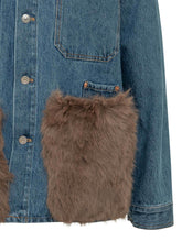 AVA ADORE - Giacca Worker con Collo e Tasche in Eco-Pelliccia - Blu - LIDIASHOPPING® - Official Website