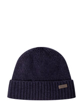 BARBOUR - Carlton Beanie with Plaque - Blue - LIDIASHOPPING® - Official Website