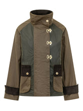 BARBOUR - Hazelwood jacket featuring a high collar, long raglan sleeves and contrasting panels. Designed with front hook fastenings, flap patch pockets and ribbed details on the cuffs and pockets. - Green - LIDIASHOPPING® - Official Website