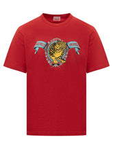 KENZO - T-shirt Jumping Tiger con Stampa Frontale - Rosso - LIDIASHOPPING® - Official Website