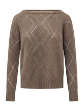 EXTERIOR - Maglia in Alpaca con Motivo a Rombi - Marrone - LIDIASHOPPING® - Official Website