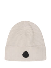MONCLER - Ribbed Beanie with Turn Up Cuff - Beige - LIDIASHOPPING® - Official Website