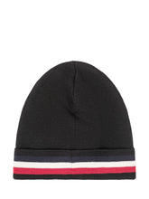 MONCLER - Berretto con Logo e Fascia a Righe - Blu - LIDIASHOPPING® - Official Website