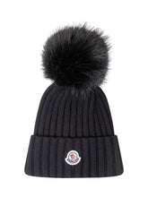 MONCLER - Ribbed Beanie with Pompon - Black - LIDIASHOPPING® - Official Website