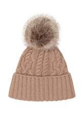 MONCLER - Cable Knit Beanie with Pom Pom - Brown - LIDIASHOPPING® - Official Website