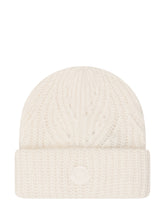 MONCLER - Textured Beanie with Wide Cuff - White - LIDIASHOPPING® - Official Website