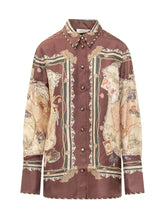 ZIMMERMANN - Valiant Shirt with Ornamental Print - Brown - LIDIASHOPPING® - Official Website