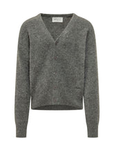 AMI ALEXANDRE MATTIUSSI - Cardigan con Scollo a V e Bottoni - Grigio - LIDIASHOPPING® - Official Website