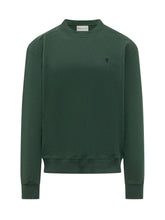 AMI ALEXANDRE MATTIUSSI - Crewneck Sweatshirt with Small Heart Emblem - Green - LIDIASHOPPING® - Official Website