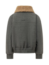 AMI ALEXANDRE MATTIUSSI - Padded Jacket with Faux Fur Collar - Grey - LIDIASHOPPING® - Official Website
