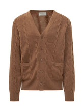 AMI ALEXANDRE MATTIUSSI - Cardigan a Trecce con Scollo a V - Marrone - LIDIASHOPPING® - Official Website