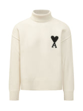 AMI ALEXANDRE MATTIUSSI - Maglione con Collo Alto e Motivo sul Petto - Bianco - LIDIASHOPPING® - Official Website