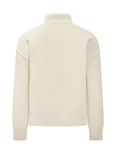 AMI ALEXANDRE MATTIUSSI - Maglione con Collo Alto e Motivo sul Petto - Bianco - LIDIASHOPPING® - Official Website